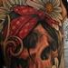 Tattoos - skull bandana floral daisy color arm sleeve tattoo woman female  - 75235